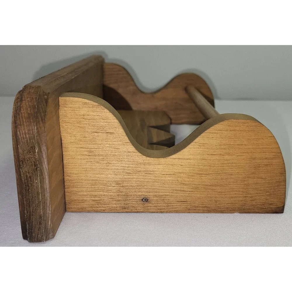 Vintage Wooden Heart Wall Shelf Towel Bar Medium Brown Country Farmhouse Rustic